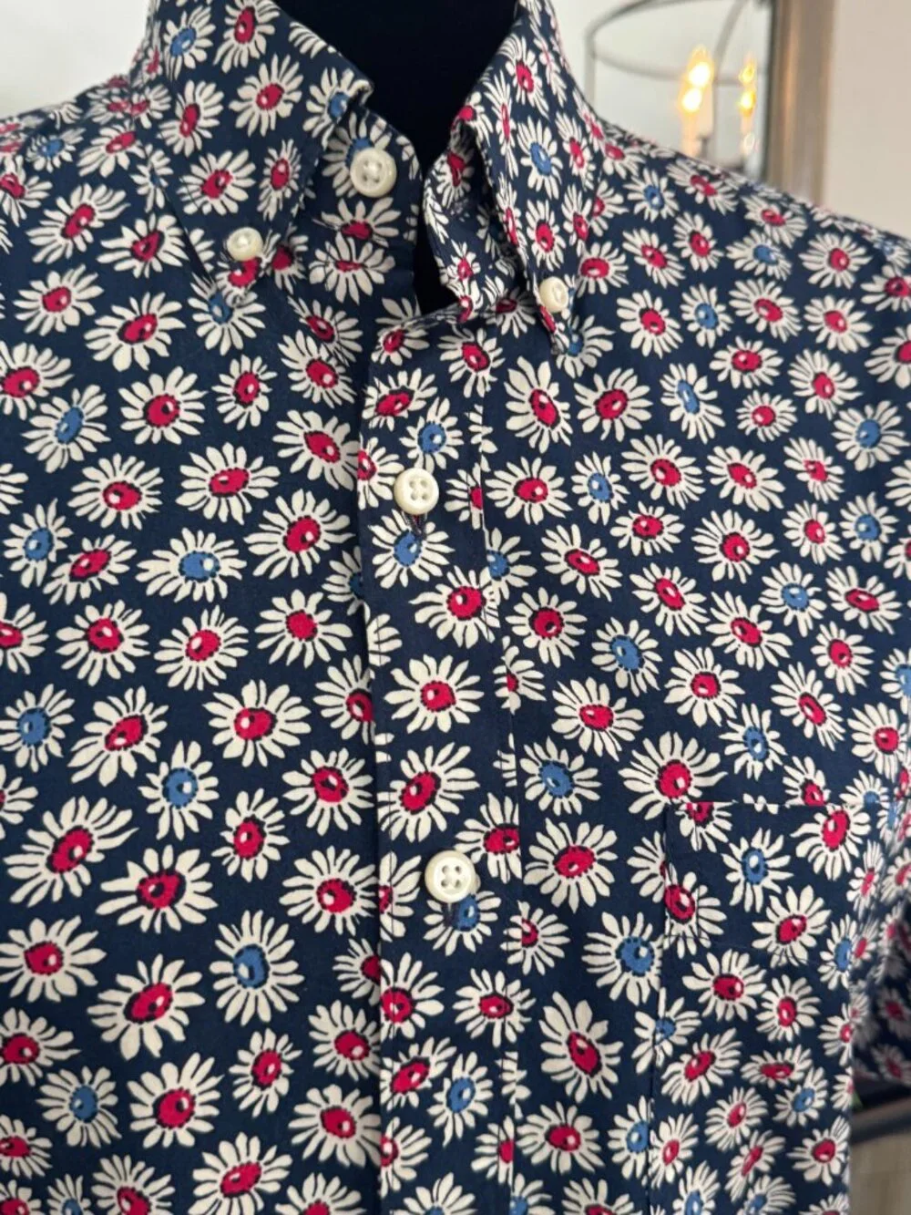 Men's J.Crew 100% Cotton Slim Fit Floral Printed Short Sleeve Shirt - Size S
